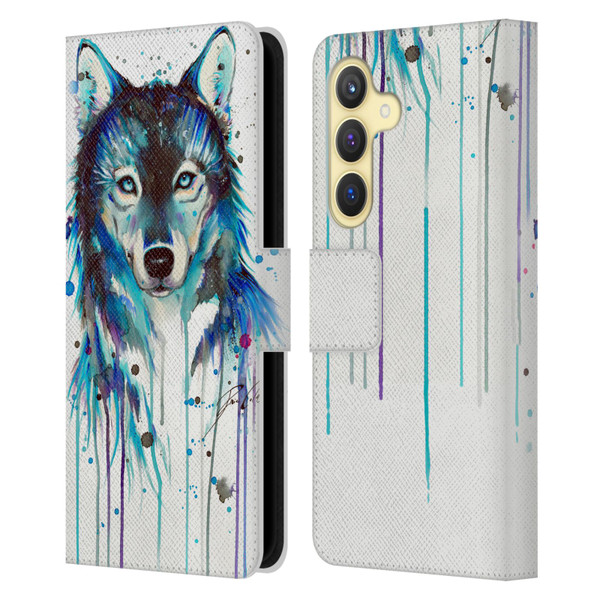 Pixie Cold Animals Ice Wolf Leather Book Wallet Case Cover For Samsung Galaxy S24 5G