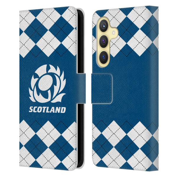 Scotland Rugby Logo 2 Argyle Leather Book Wallet Case Cover For Samsung Galaxy S24 5G