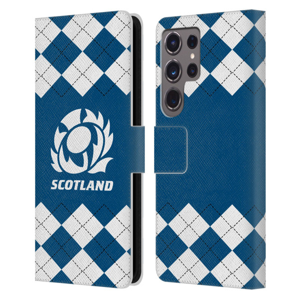 Scotland Rugby Logo 2 Argyle Leather Book Wallet Case Cover For Samsung Galaxy S24 Ultra 5G