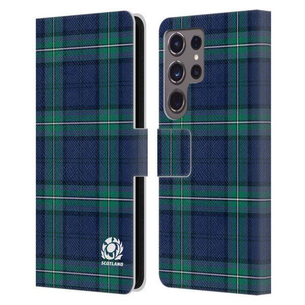 Scotland Rugby Logo 2 Tartans Leather Book Wallet Case Cover For Samsung Galaxy S24 Ultra 5G