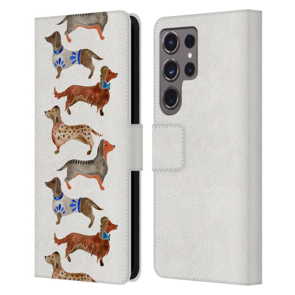 Cat Coquillette Animals Dachshunds Leather Book Wallet Case Cover For Samsung Galaxy S24 Ultra 5G