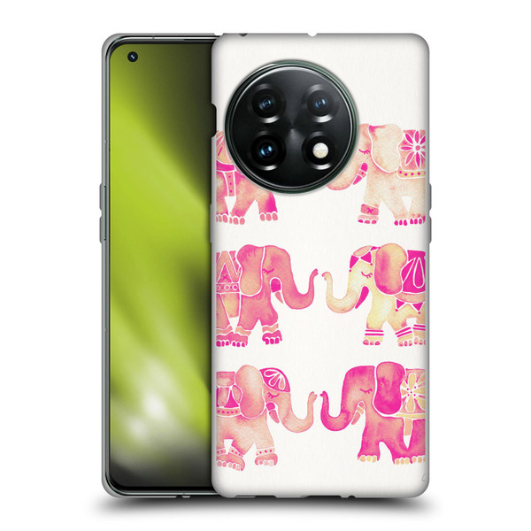 Cat Coquillette Animals 2 Pink Elephants Soft Gel Case for OnePlus 11 5G