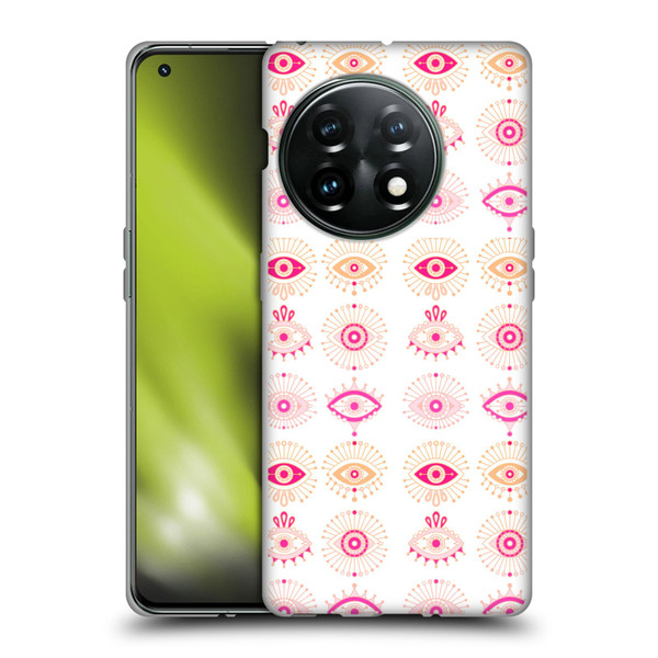 Cat Coquillette Linear Pink Evil Eyes Soft Gel Case for OnePlus 11 5G