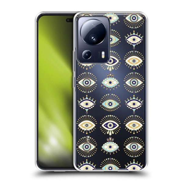 Cat Coquillette Linear White Evil Eyes Pattern Soft Gel Case for Xiaomi 13 Lite 5G