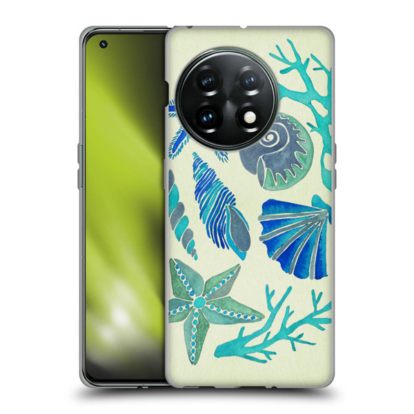 Cat Coquillette Sea Seashells Blue Soft Gel Case for OnePlus 11 5G