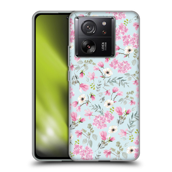 Anis Illustration Flower Pattern 2 Pink Soft Gel Case for Xiaomi 13T 5G / 13T Pro 5G
