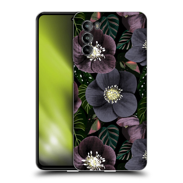 Anis Illustration Graphics Dark Flowers Soft Gel Case for Motorola Moto G82 5G