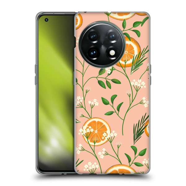 Anis Illustration Graphics Elderflower Orange Pastel Soft Gel Case for OnePlus 11 5G