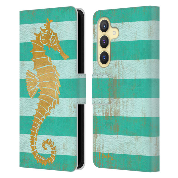 Paul Brent Coastal Gold Seahorse Leather Book Wallet Case Cover For Samsung Galaxy S24 5G