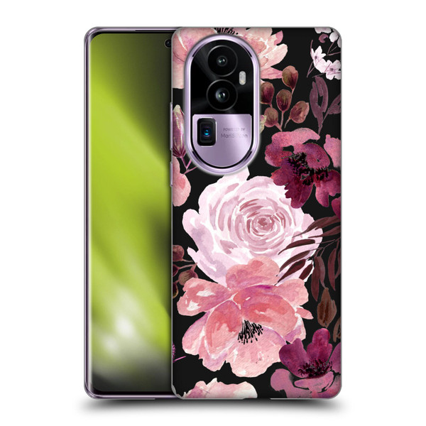 Anis Illustration Graphics Floral Chaos Dark Pink Soft Gel Case for OPPO Reno10 Pro+