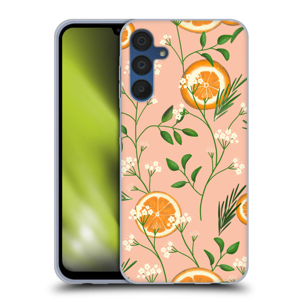 Anis Illustration Graphics Elderflower Orange Pastel Soft Gel Case for Samsung Galaxy A15