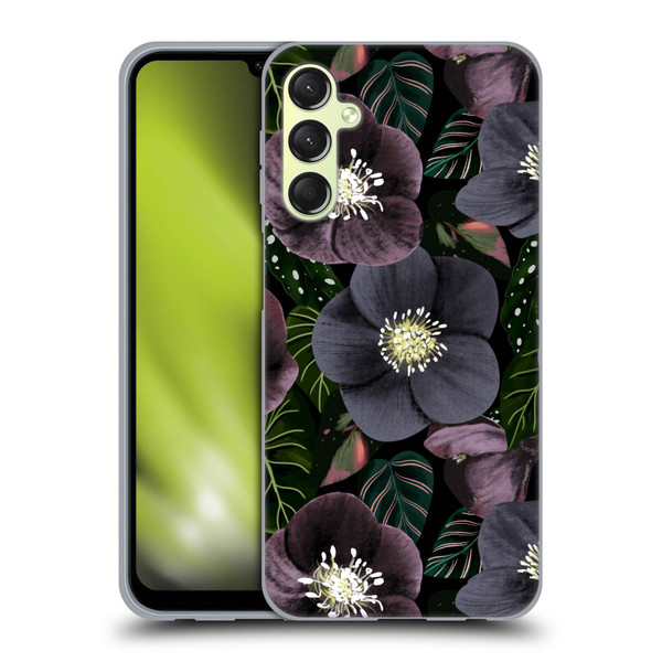 Anis Illustration Graphics Dark Flowers Soft Gel Case for Samsung Galaxy A24 4G / Galaxy M34 5G