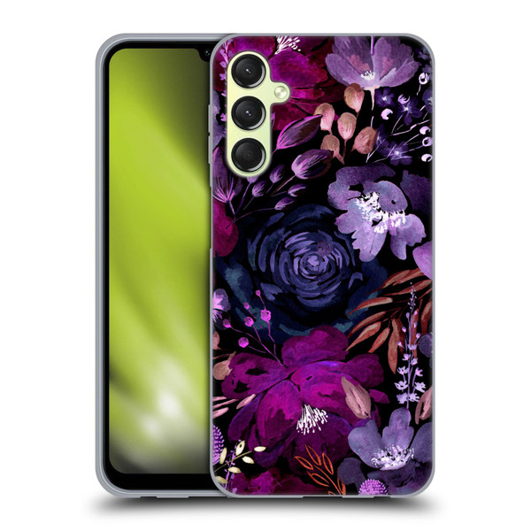 Anis Illustration Graphics Floral Chaos Purple Soft Gel Case for Samsung Galaxy A24 4G / Galaxy M34 5G