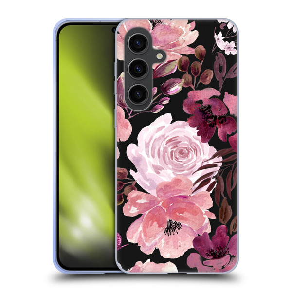 Anis Illustration Graphics Floral Chaos Dark Pink Soft Gel Case for Samsung Galaxy S24+ 5G