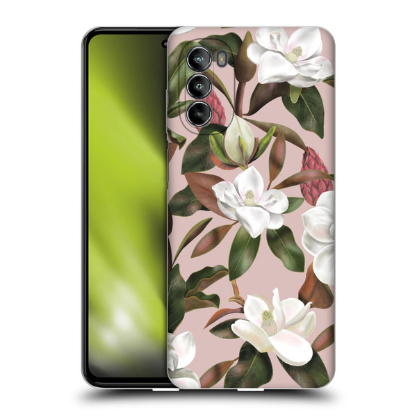 Anis Illustration Magnolias Pattern Light Pink Soft Gel Case for Motorola Moto G82 5G