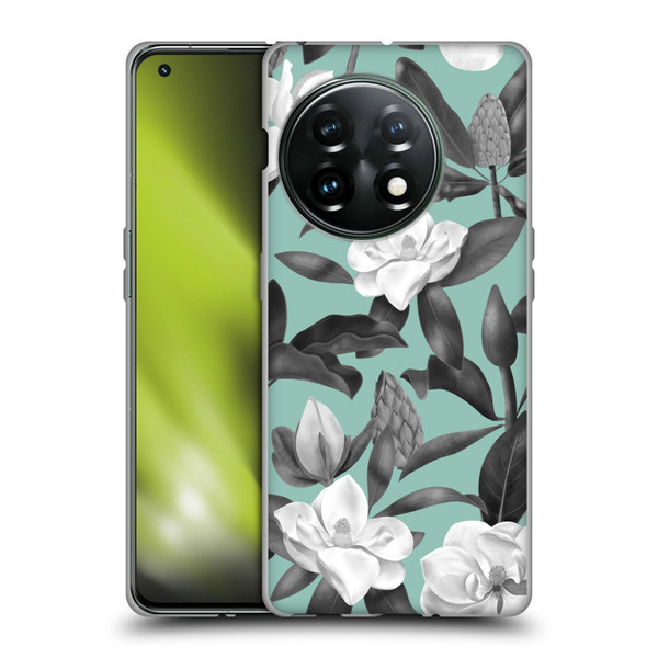 Anis Illustration Magnolias Grey Aqua Soft Gel Case for OnePlus 11 5G