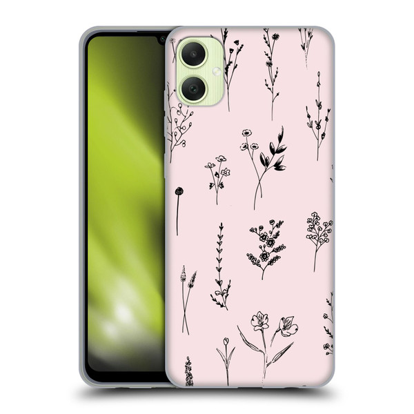 Anis Illustration Wildflowers Light Pink Soft Gel Case for Samsung Galaxy A05