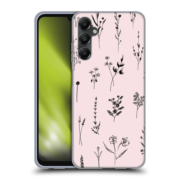Anis Illustration Wildflowers Light Pink Soft Gel Case for Samsung Galaxy A05s