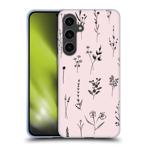 Anis Illustration Wildflowers Light Pink Soft Gel Case for Samsung Galaxy S24+ 5G