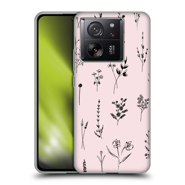 Anis Illustration Wildflowers Light Pink Soft Gel Case for Xiaomi 13T 5G / 13T Pro 5G