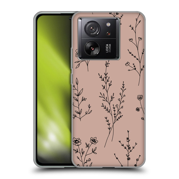 Anis Illustration Wildflowers Blush Pink Soft Gel Case for Xiaomi 13T 5G / 13T Pro 5G