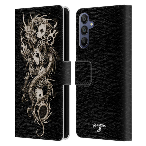 Alchemy Gothic Dragon Imperial Leather Book Wallet Case Cover For Samsung Galaxy A15