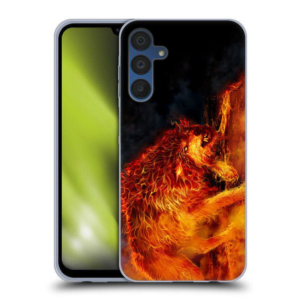 Tom Wood Fire Creatures Wolf Stalker Soft Gel Case for Samsung Galaxy A15