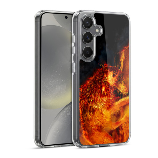 Tom Wood Fire Creatures Wolf Stalker Soft Gel Case for Samsung Galaxy S24 5G & MagSafe