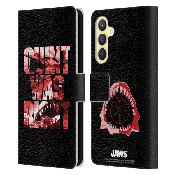 Jaws I Key Art Quint Was Right Leather Book Wallet Case Cover For Samsung Galaxy S23 FE 5G