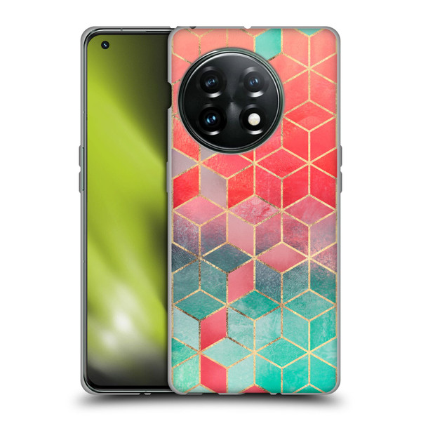 Elisabeth Fredriksson Cubes Collection Rose And Turquoise Soft Gel Case for OnePlus 11 5G