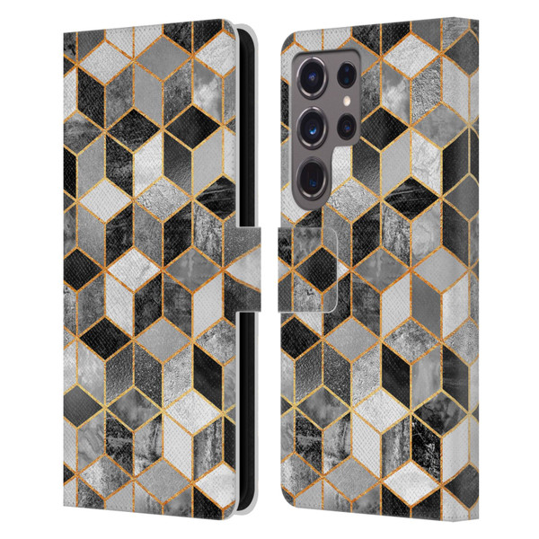 Elisabeth Fredriksson Cubes Collection Black And White Leather Book Wallet Case Cover For Samsung Galaxy S24 Ultra 5G