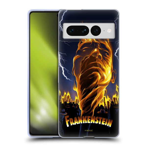 Universal Monsters Frankenstein Flame Soft Gel Case for Google Pixel 7 Pro