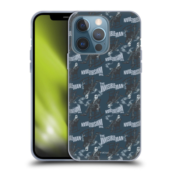 Universal Monsters The Invisible Man Pattern Blue Soft Gel Case for Apple iPhone 13 Pro