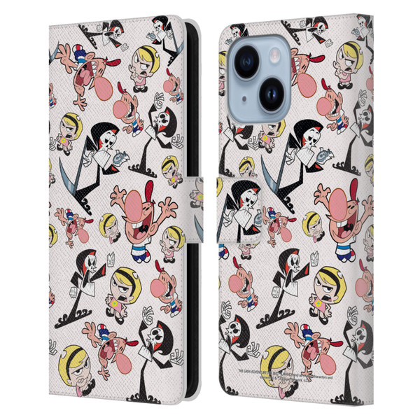 The Grim Adventures of Billy & Mandy Graphics Icons Leather Book Wallet Case Cover For Apple iPhone 14 Plus