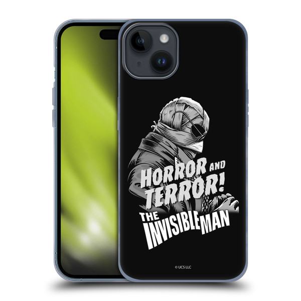 Universal Monsters The Invisible Man Horror And Terror Soft Gel Case for Apple iPhone 15 Plus