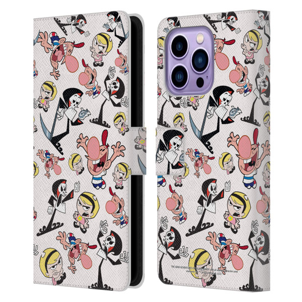 The Grim Adventures of Billy & Mandy Graphics Icons Leather Book Wallet Case Cover For Apple iPhone 14 Pro Max