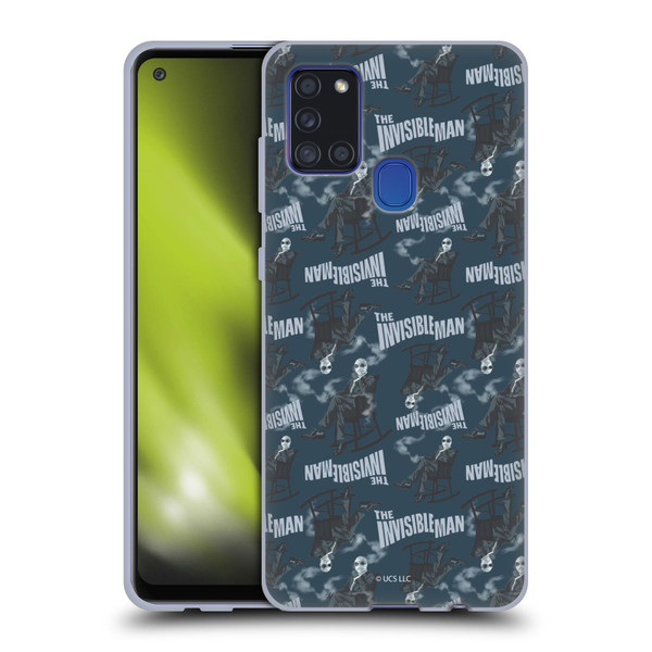 Universal Monsters The Invisible Man Pattern Blue Soft Gel Case for Samsung Galaxy A21s (2020)