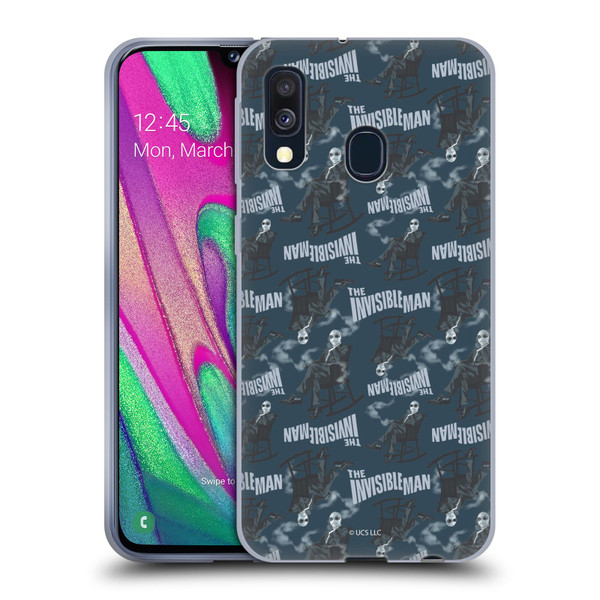 Universal Monsters The Invisible Man Pattern Blue Soft Gel Case for Samsung Galaxy A40 (2019)