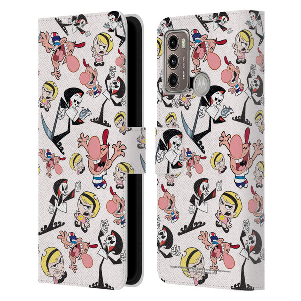 The Grim Adventures of Billy & Mandy Graphics Icons Leather Book Wallet Case Cover For Motorola Moto G60 / Moto G40 Fusion