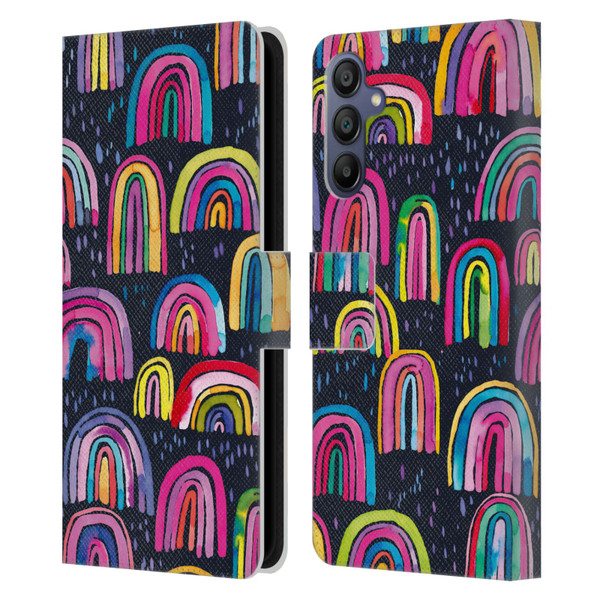 Ninola Summer Patterns Rainbows Navy Leather Book Wallet Case Cover For Samsung Galaxy A15