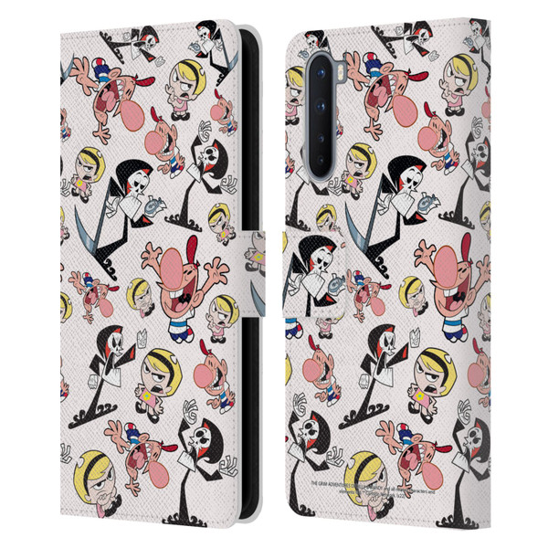 The Grim Adventures of Billy & Mandy Graphics Icons Leather Book Wallet Case Cover For OnePlus Nord 5G