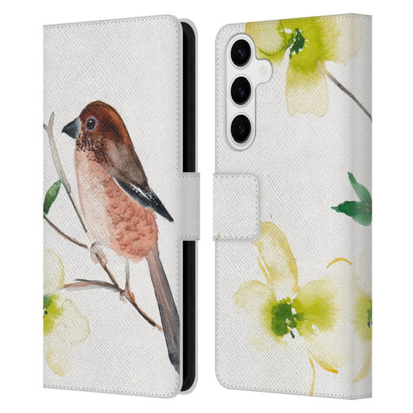 Mai Autumn Birds Dogwood Branch Leather Book Wallet Case Cover For Samsung Galaxy S24+ 5G