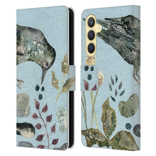 Wyanne Birds Fallen Blueberries Leather Book Wallet Case Cover For Samsung Galaxy S23 FE 5G