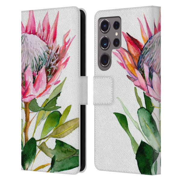 Mai Autumn Floral Blooms Protea Leather Book Wallet Case Cover For Samsung Galaxy S24 Ultra 5G