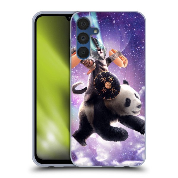 Random Galaxy Mixed Designs Warrior Cat Riding Panda Soft Gel Case for Samsung Galaxy A15