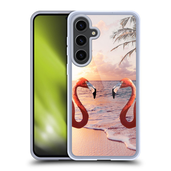 Random Galaxy Mixed Designs Flamingos & Palm Trees Soft Gel Case for Samsung Galaxy S24+ 5G