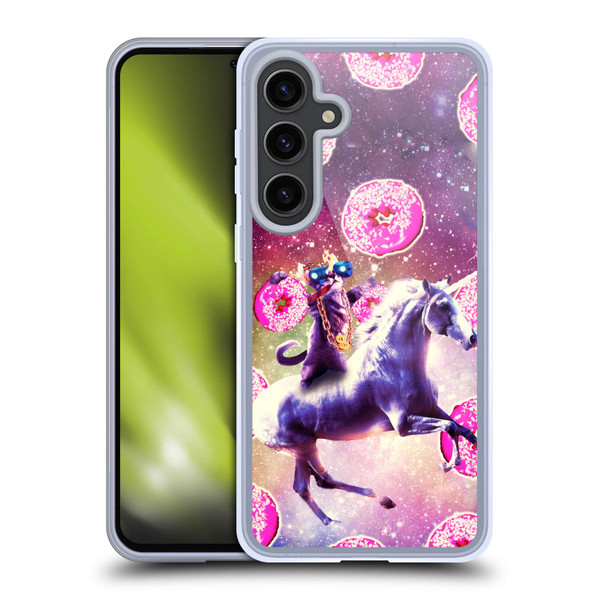 Random Galaxy Mixed Designs Thug Cat Riding Unicorn Soft Gel Case for Samsung Galaxy S24+ 5G