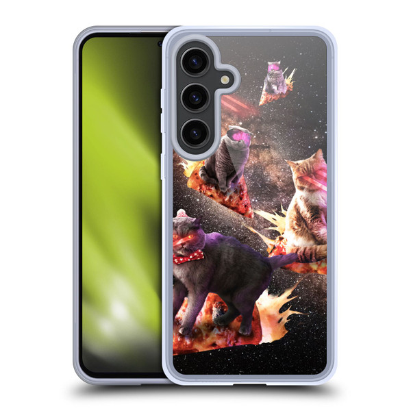 Random Galaxy Space Cat Fire Pizza Soft Gel Case for Samsung Galaxy S24+ 5G