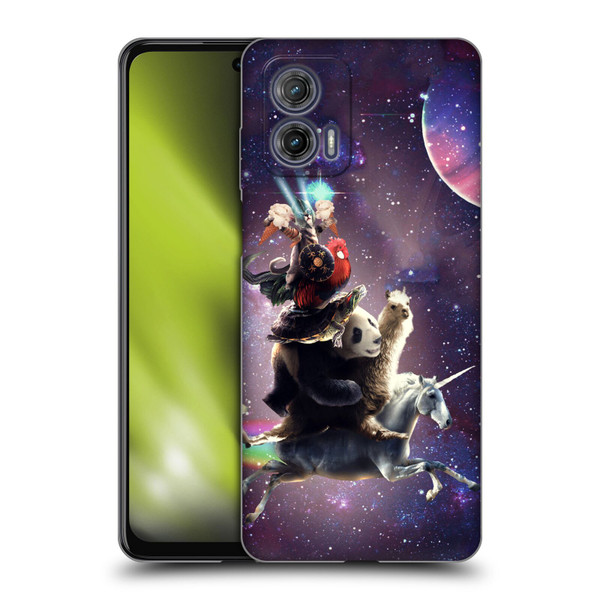 Random Galaxy Space Llama Unicorn Space Ride Soft Gel Case for Motorola Moto G73 5G