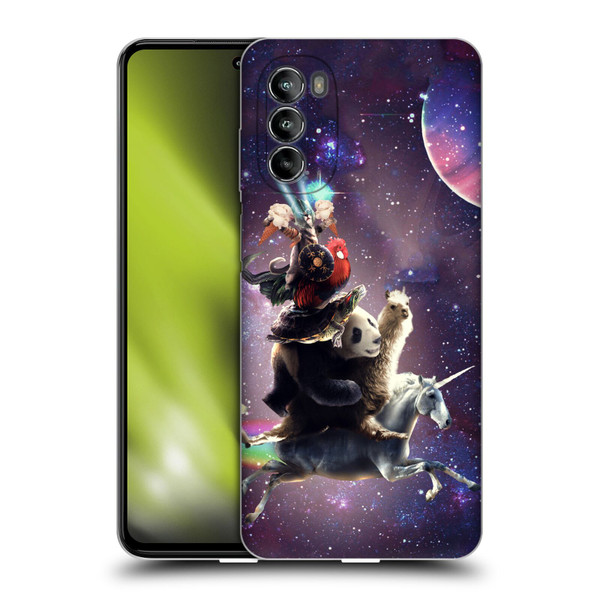 Random Galaxy Space Llama Unicorn Space Ride Soft Gel Case for Motorola Moto G82 5G
